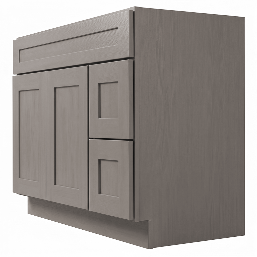 RTA Pebble Grain Shaker 42" Freestanding Bathroom Vanity 2-Drawer Right Combo Base