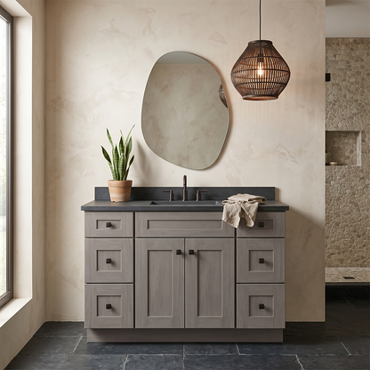 RTA Pebble Grain Shaker 48" Freestanding Bathroom Vanity 6-Drawer Combo Base