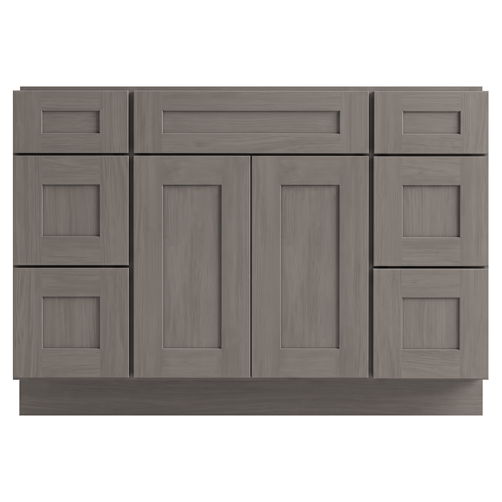 RTA Pebble Grain Shaker 48" Freestanding Bathroom Vanity 6-Drawer Combo Base
