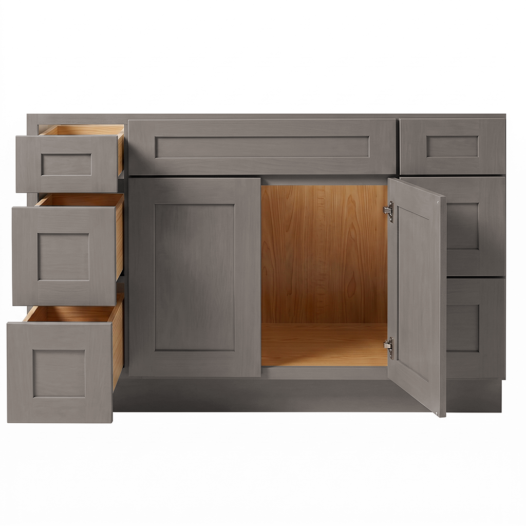 RTA Pebble Grain Shaker 54" Freestanding Bathroom Vanity 6-Drawer Combo Base