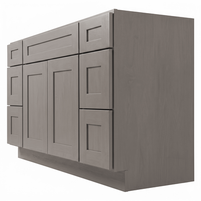 RTA Pebble Grain Shaker 54" Freestanding Bathroom Vanity 6-Drawer Combo Base