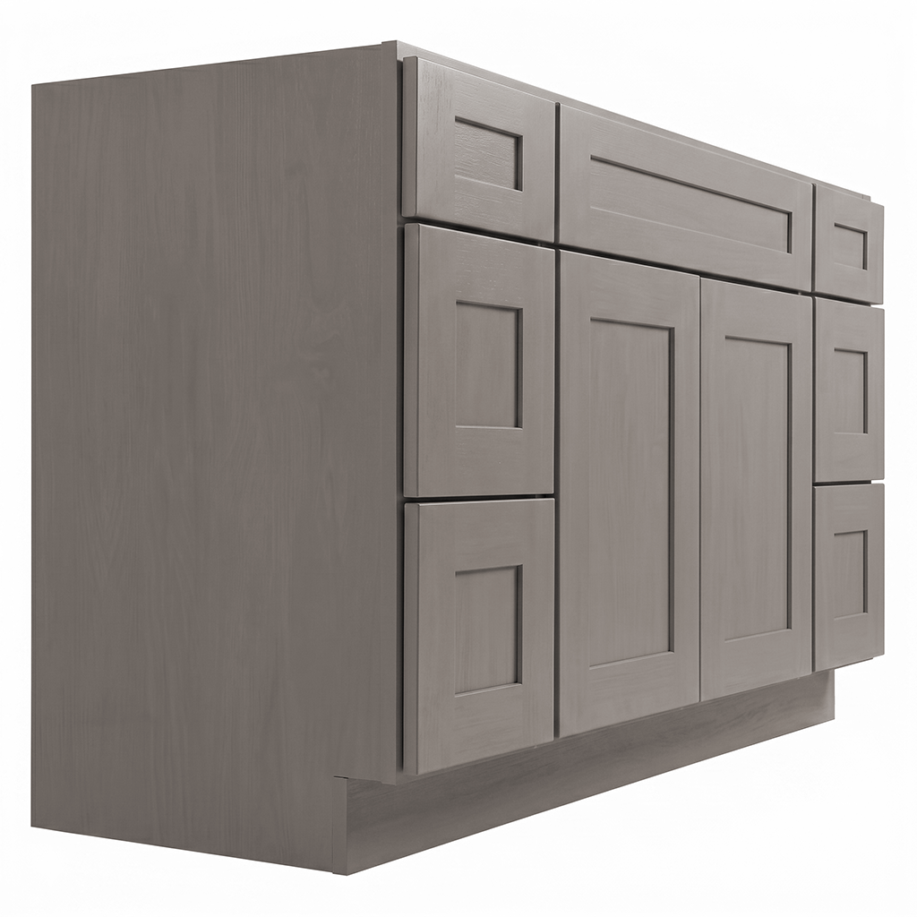 RTA Pebble Grain Shaker 54" Freestanding Bathroom Vanity 6-Drawer Combo Base