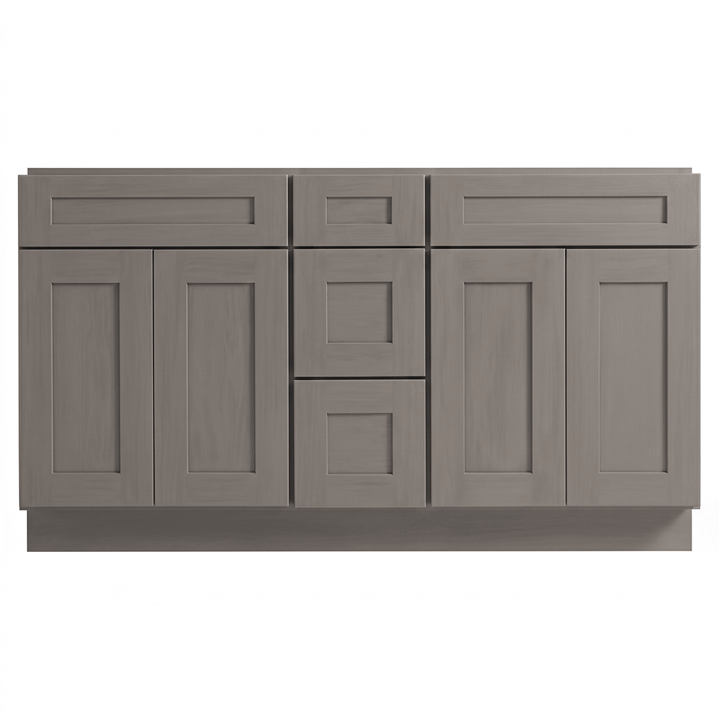 RTA Pebble Grain Shaker 60" Freestanding Bathroom Vanity 3-Drawer Combo Base