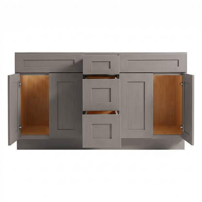 RTA Pebble Grain Shaker 60" Freestanding Bathroom Vanity 3-Drawer Combo Base