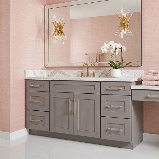 RTA Pebble Grain Shaker 60" Freestanding Bathroom Vanity 6-Drawer Combo Base