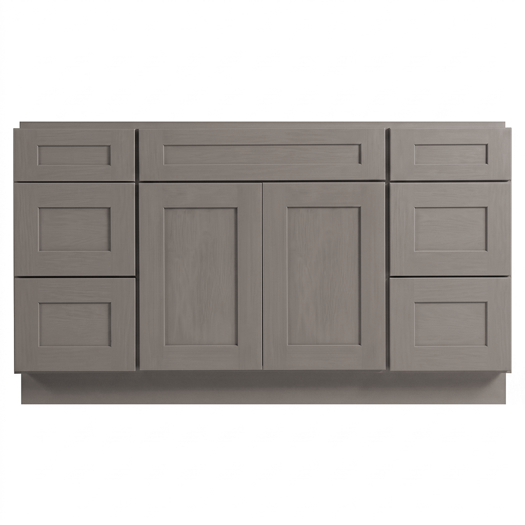 RTA Pebble Grain Shaker 60" Freestanding Bathroom Vanity 6-Drawer Combo Base