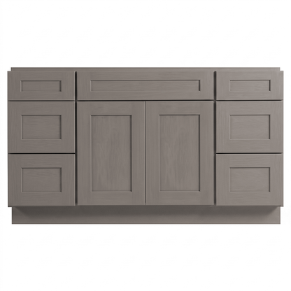 RTA Pebble Grain Shaker 60" Freestanding Bathroom Vanity 6-Drawer Combo Base