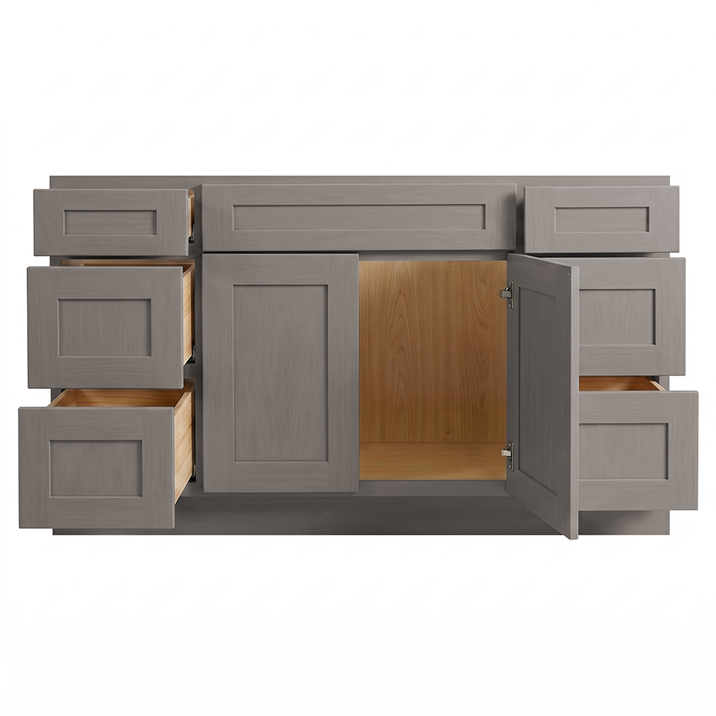 RTA Pebble Grain Shaker 60" Freestanding Bathroom Vanity 6-Drawer Combo Base