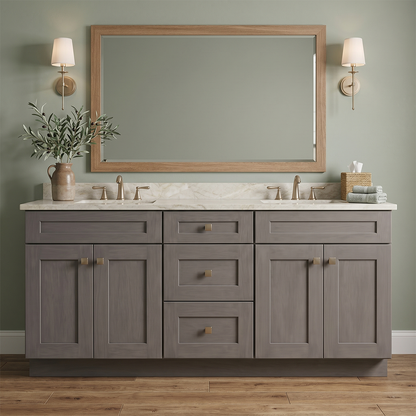 RTA Pebble Grain Shaker 72" Freestanding Bathroom Vanity 3-Drawer Combo Base