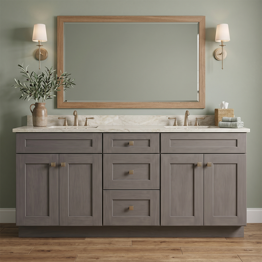 RTA Pebble Grain Shaker 72" Freestanding Bathroom Vanity 3-Drawer Combo Base