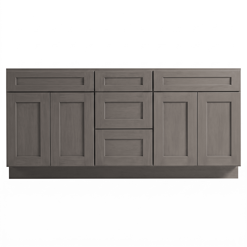 RTA Pebble Grain Shaker 72" Freestanding Bathroom Vanity 3-Drawer Combo Base