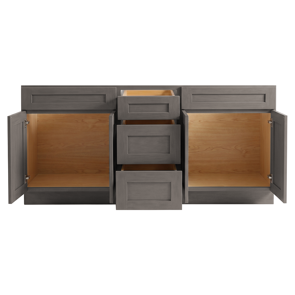 RTA Pebble Grain Shaker 72" Freestanding Bathroom Vanity 3-Drawer Combo Base