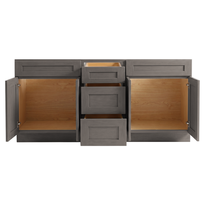 RTA Pebble Grain Shaker 72" Freestanding Bathroom Vanity 3-Drawer Combo Base