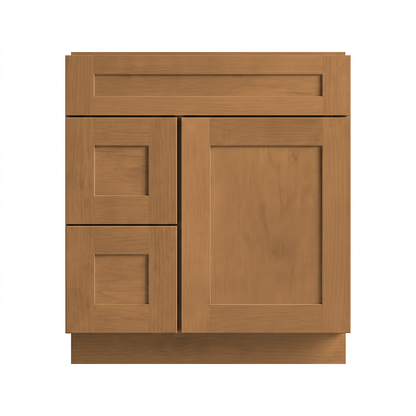 RTA Warm Timber Shaker 30" Freestanding Bathroom Vanity 2-Drawer Left Combo Base