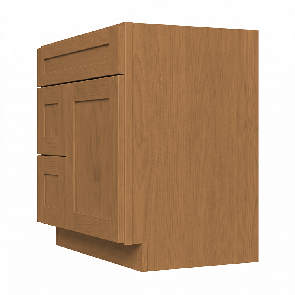 RTA Warm Timber Shaker 30" Freestanding Bathroom Vanity 2-Drawer Left Combo Base