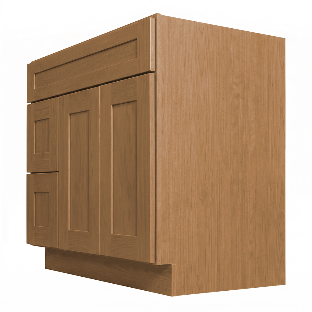 RTA Warm Timber Shaker 36" Freestanding Bathroom Vanity 2-Drawer Left Combo Base