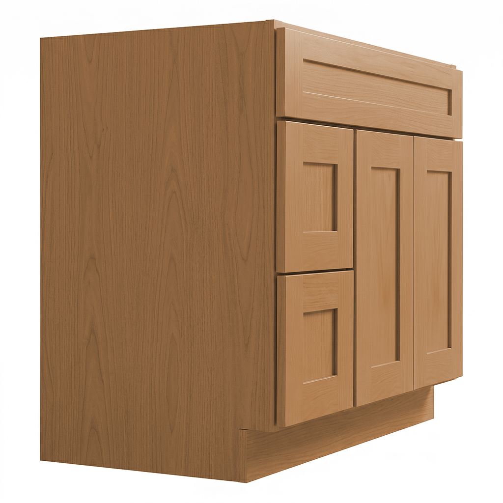 RTA Warm Timber Shaker 36" Freestanding Bathroom Vanity 2-Drawer Left Combo Base