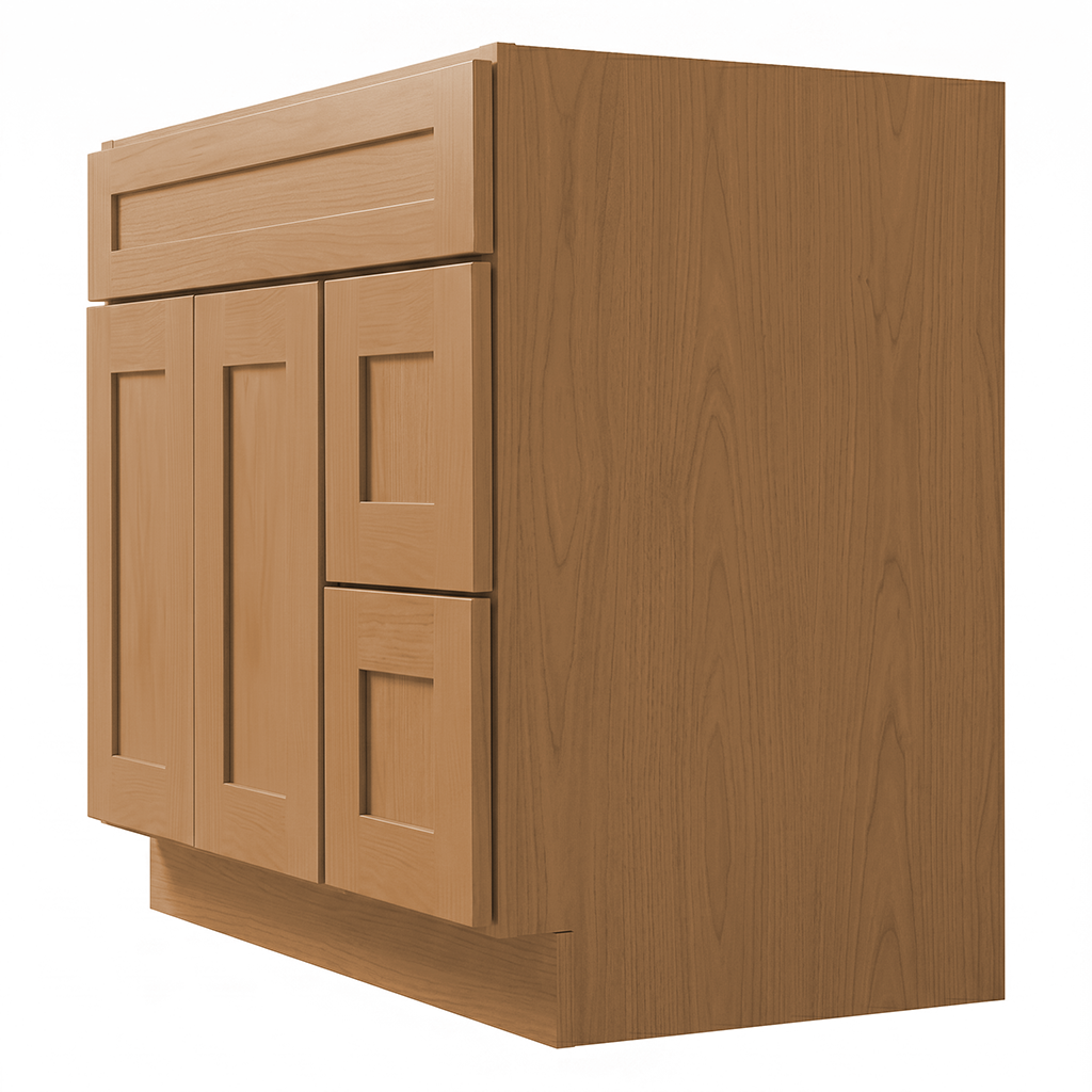 RTA Warm Timber Shaker 36" Freestanding Bathroom Vanity 2-Drawer Right Combo Base