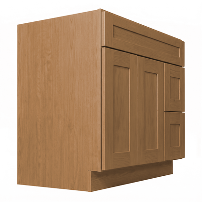 RTA Warm Timber Shaker 36" Freestanding Bathroom Vanity 2-Drawer Right Combo Base