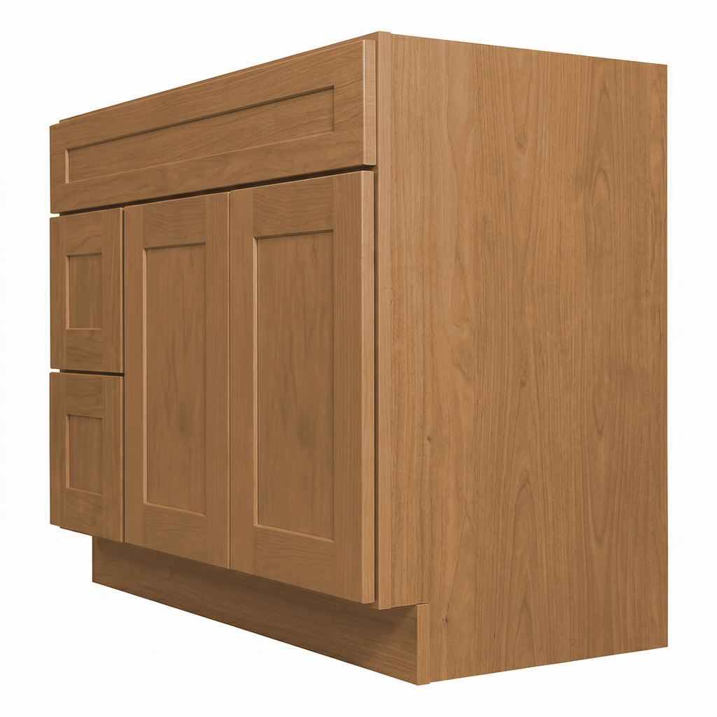 RTA Warm Timber Shaker 42" Freestanding Bathroom Vanity 2-Drawer Left Combo Base