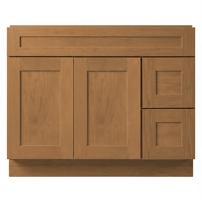 RTA Warm Timber Shaker 42" Freestanding Bathroom Vanity 2-Drawer Right Combo Base