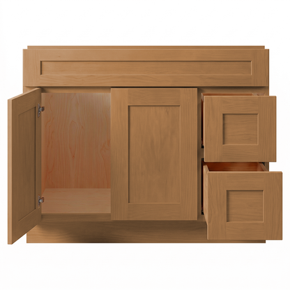 RTA Warm Timber Shaker 42" Freestanding Bathroom Vanity 2-Drawer Right Combo Base