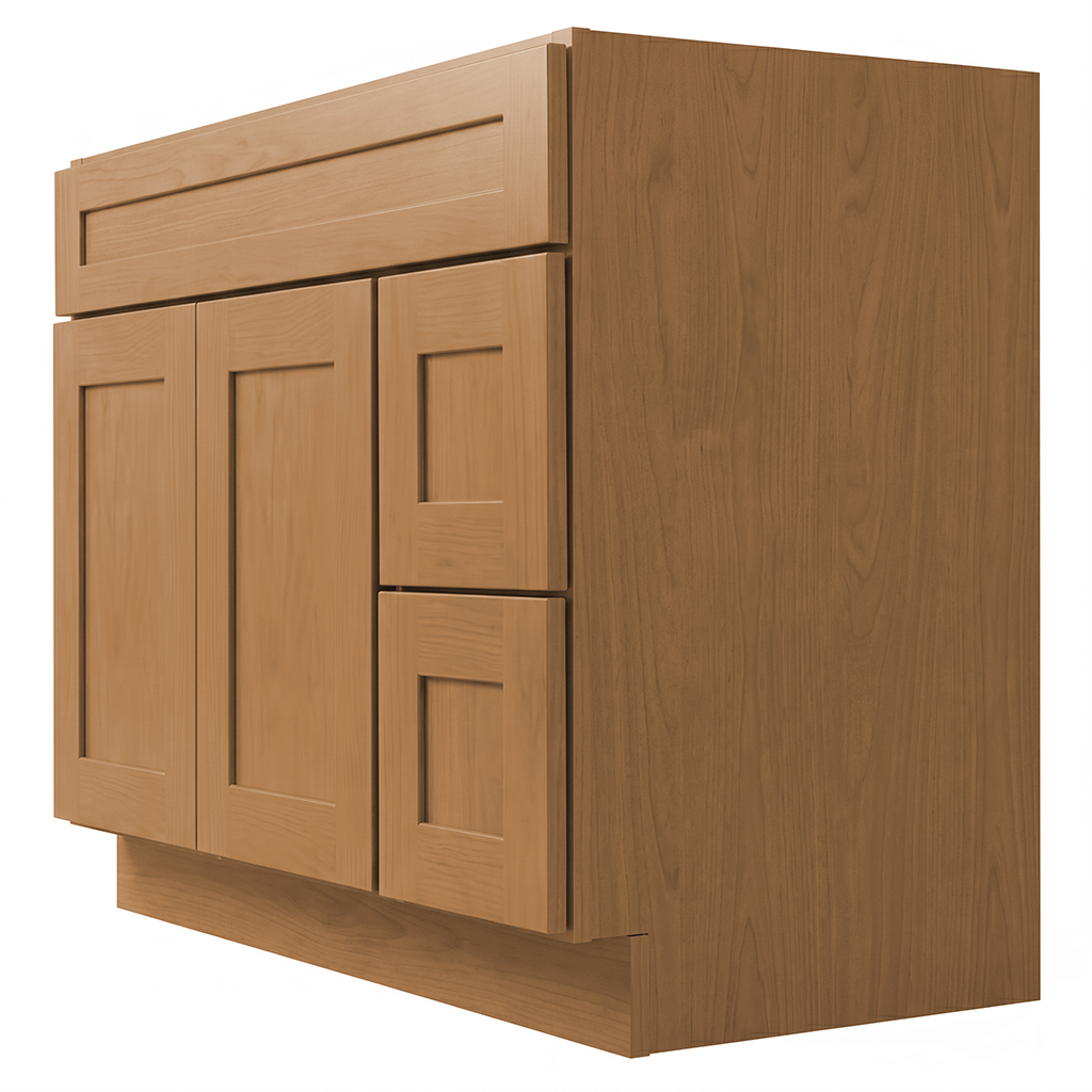 RTA Warm Timber Shaker 42" Freestanding Bathroom Vanity 2-Drawer Right Combo Base