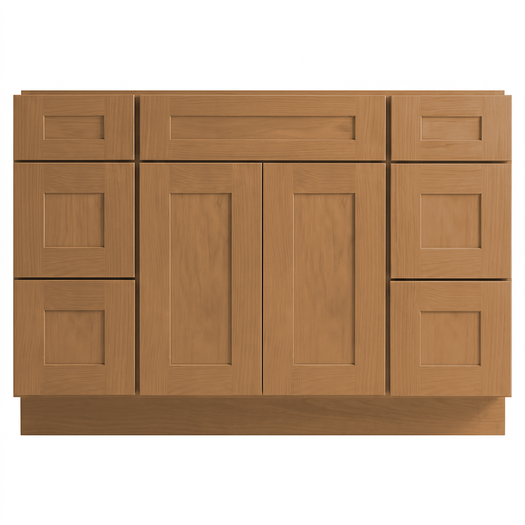 RTA Warm Timber Shaker 48" Freestanding Bathroom Vanity 6-Drawer Combo Base