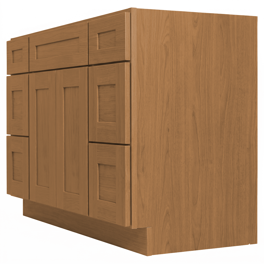 RTA Warm Timber Shaker 48" Freestanding Bathroom Vanity 6-Drawer Combo Base