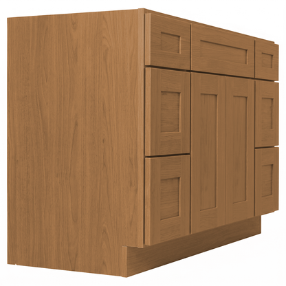 RTA Warm Timber Shaker 48" Freestanding Bathroom Vanity 6-Drawer Combo Base