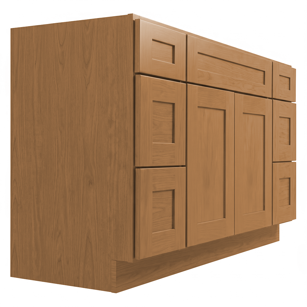 RTA Warm Timber Shaker 54" Freestanding Bathroom Vanity 6-Drawer Combo Base