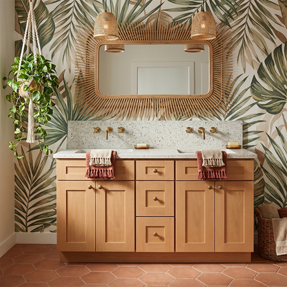 RTA Warm Timber Shaker 60" Freestanding Bathroom Vanity 3-Drawer Combo Base
