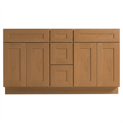RTA Warm Timber Shaker 60" Freestanding Bathroom Vanity 3-Drawer Combo Base
