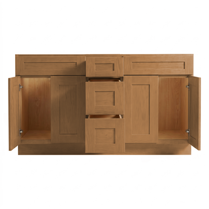 RTA Warm Timber Shaker 60" Freestanding Bathroom Vanity 3-Drawer Combo Base