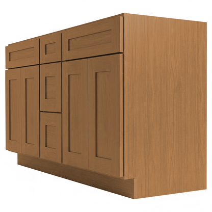 RTA Warm Timber Shaker 60" Freestanding Bathroom Vanity 3-Drawer Combo Base