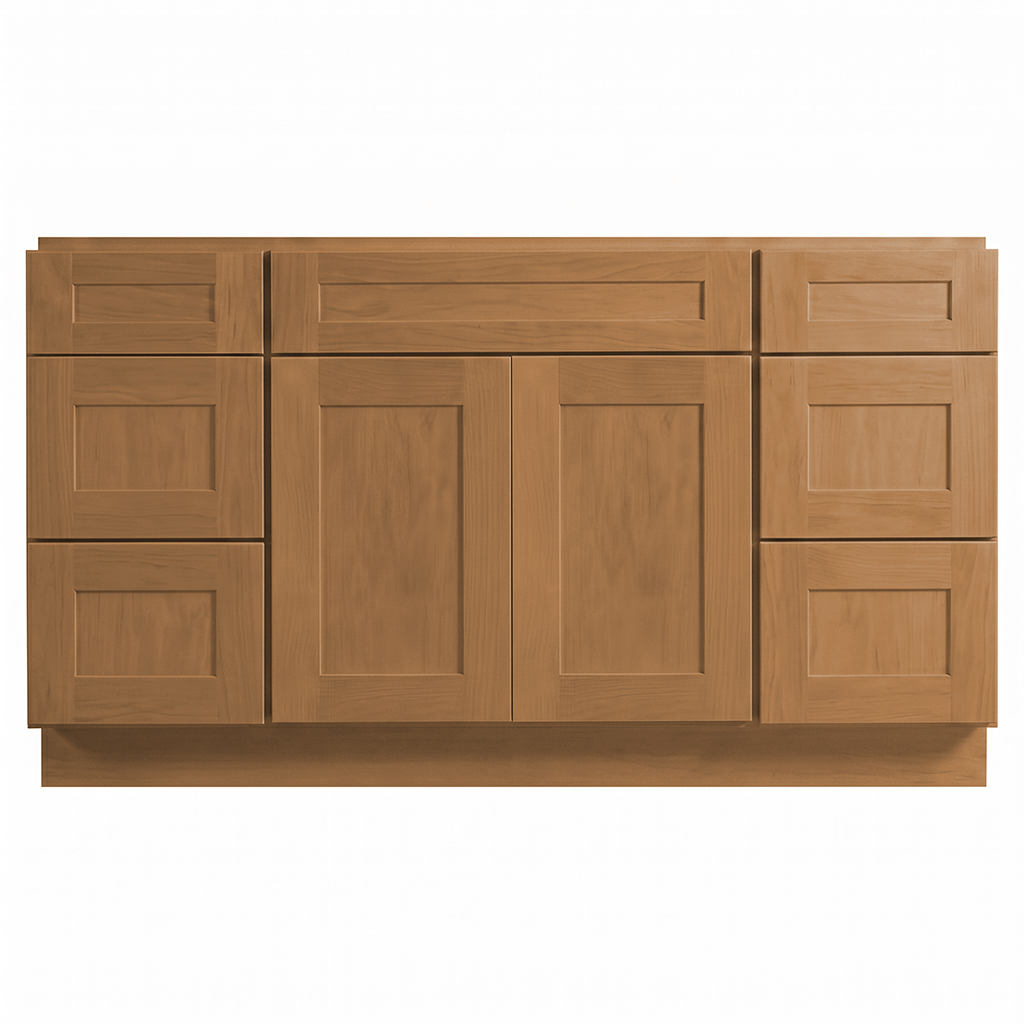 RTA Warm Timber Shaker 60" Freestanding Bathroom Vanity 6-Drawer Combo Base