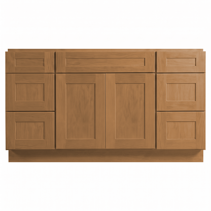 RTA Warm Timber Shaker 60" Freestanding Bathroom Vanity 6-Drawer Combo Base
