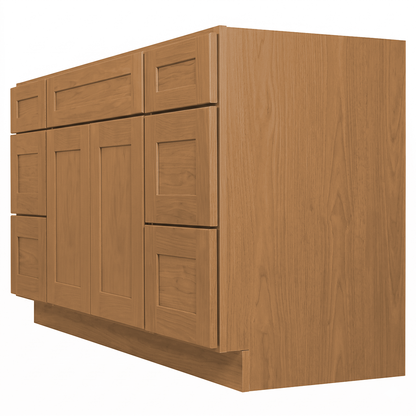RTA Warm Timber Shaker 60" Freestanding Bathroom Vanity 6-Drawer Combo Base