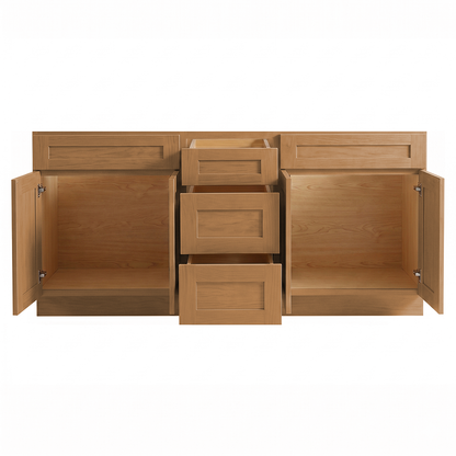 RTA Warm Timber Shaker 72" Freestanding Bathroom Vanity 3-Drawer Combo Base