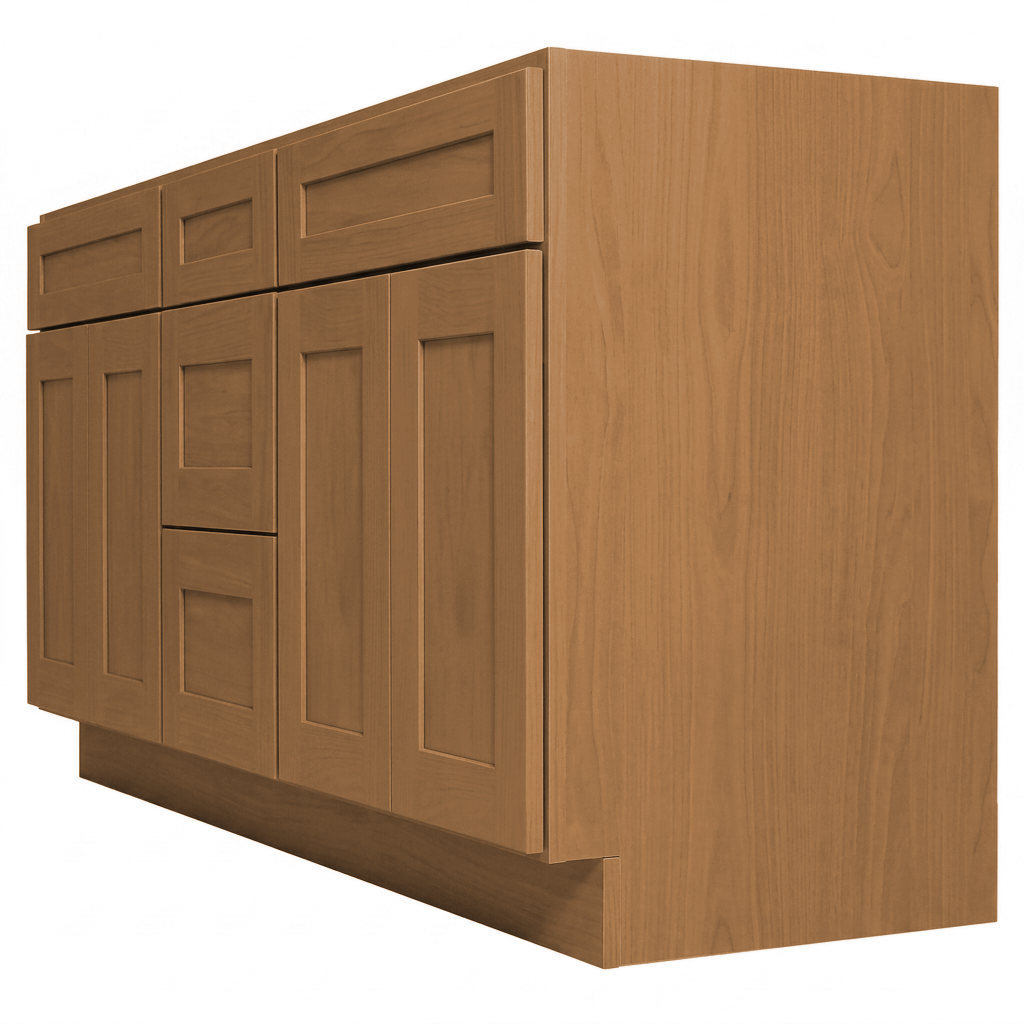 RTA Warm Timber Shaker 72" Freestanding Bathroom Vanity 3-Drawer Combo Base