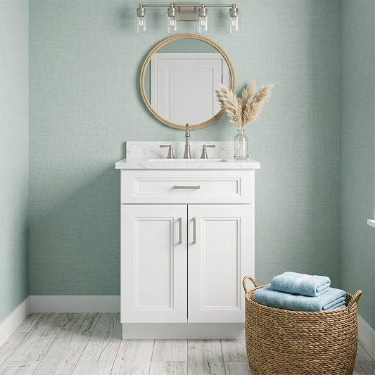 RTA White Double Shaker 24" Freestanding Bathroom Vanity Sink Base