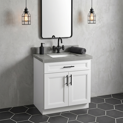 RTA White Double Shaker 30" Freestanding Bathroom Vanity Sink Base