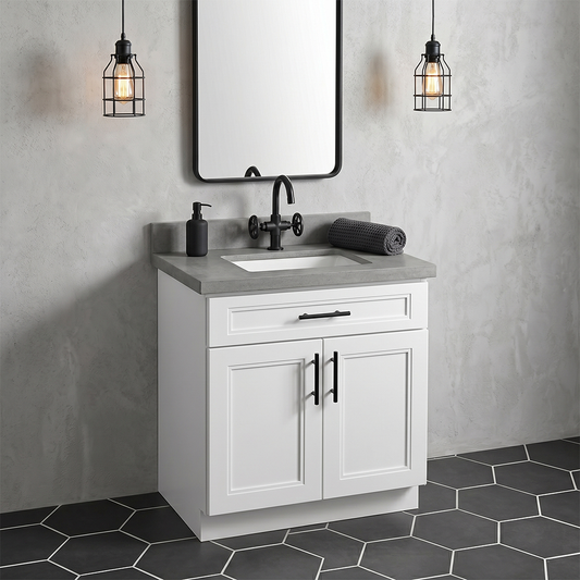 RTA White Double Shaker 30" Freestanding Bathroom Vanity Sink Base
