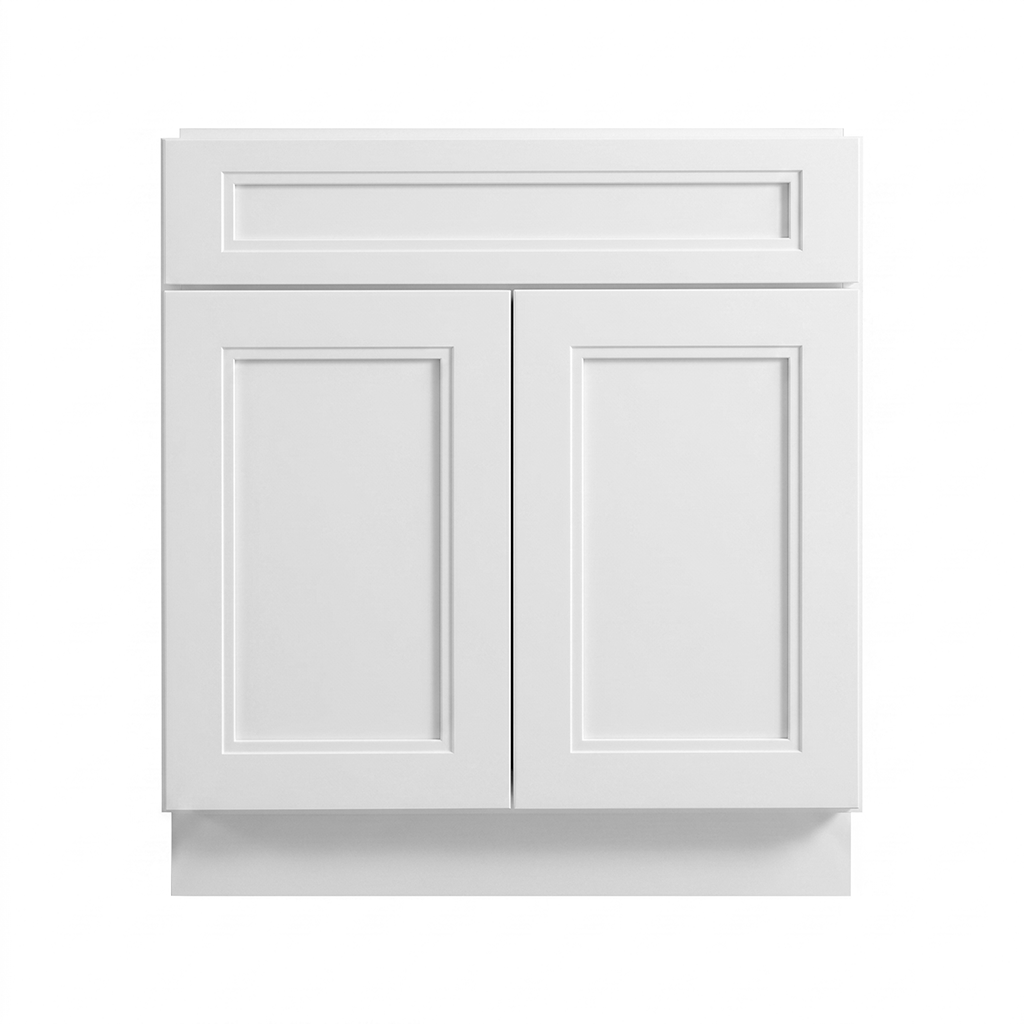 RTA White Double Shaker 30" Freestanding Bathroom Vanity Sink Base