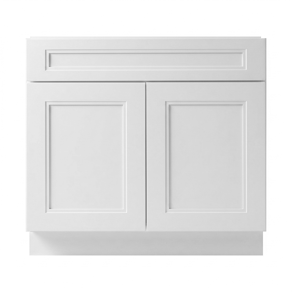RTA White Double Shaker 36" Freestanding Bathroom Vanity Sink Base