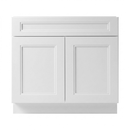 RTA White Double Shaker 36" Freestanding Bathroom Vanity Sink Base