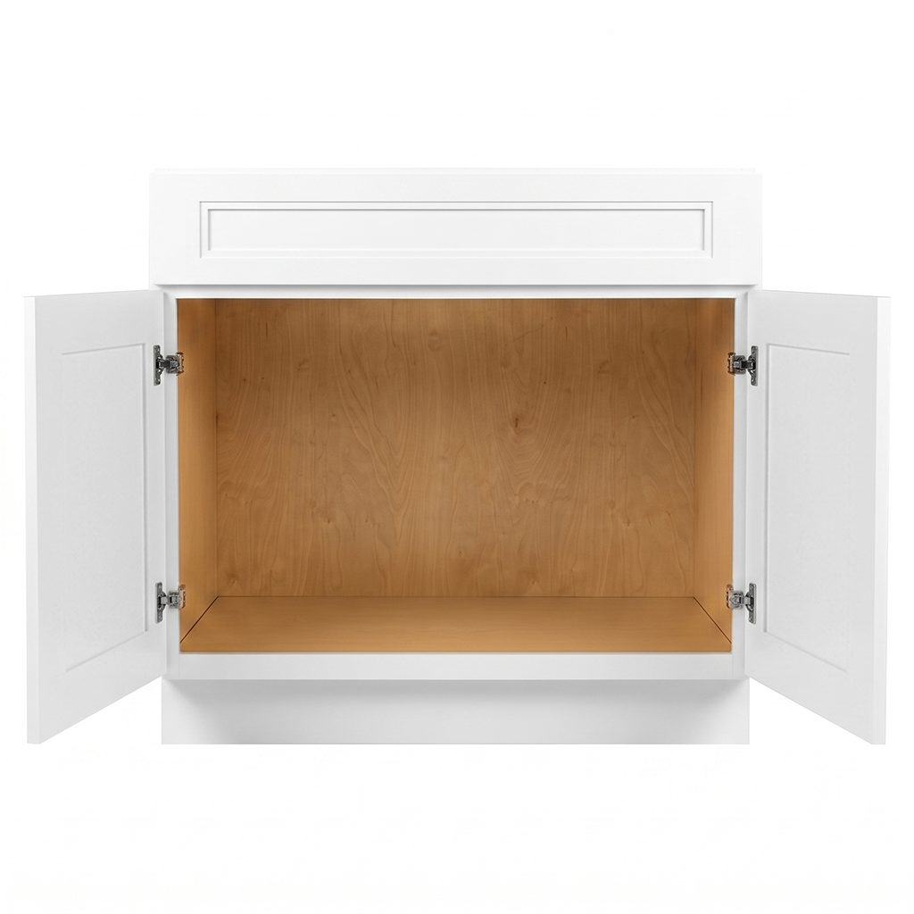 RTA White Double Shaker 36" Freestanding Bathroom Vanity Sink Base