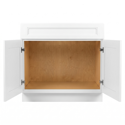 RTA White Double Shaker 36" Freestanding Bathroom Vanity Sink Base