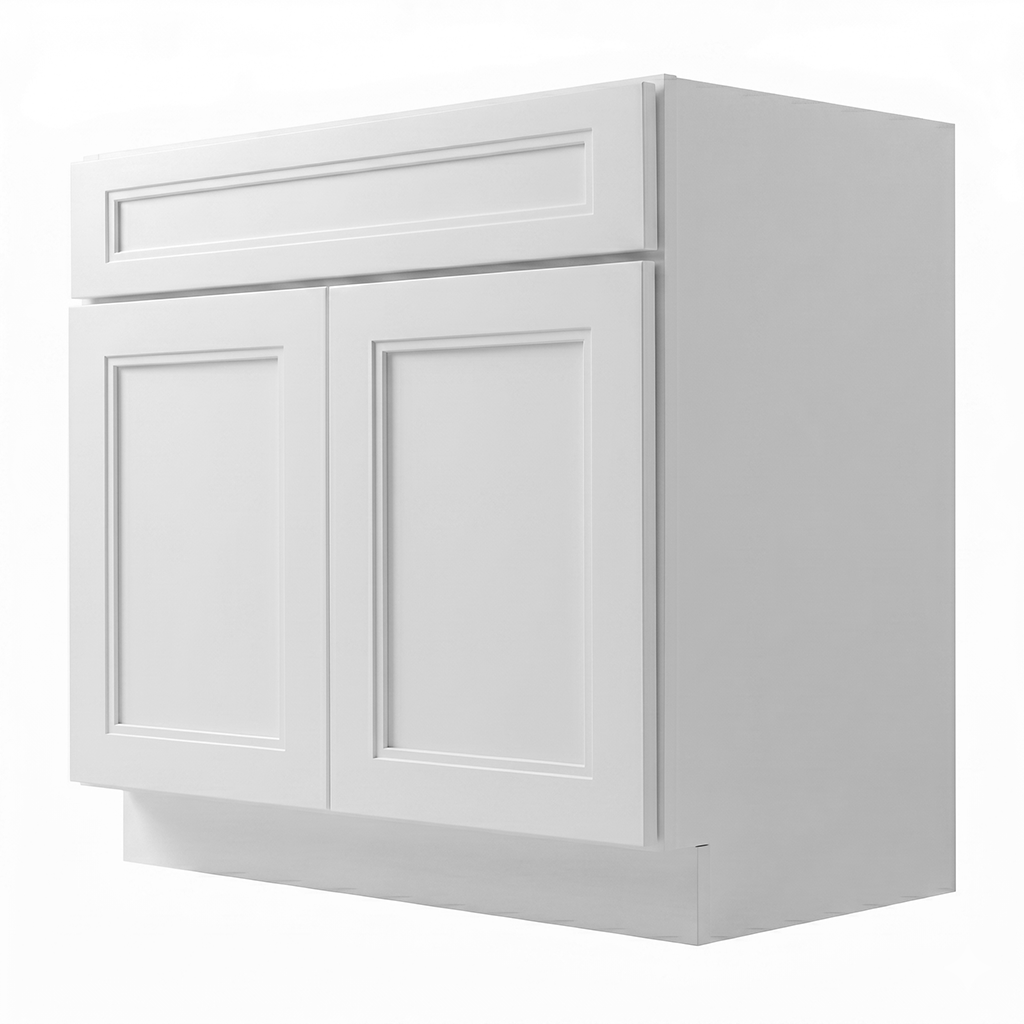RTA White Double Shaker 36" Freestanding Bathroom Vanity Sink Base