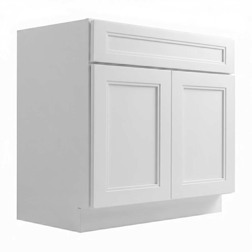 RTA White Double Shaker 36" Freestanding Bathroom Vanity Sink Base